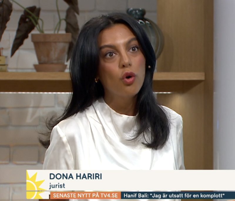 Dona Hariri i TV4:s Nyhetsmorgon. Foto: Skärmavbild TV4 Dona Hariri i TV4:s Nyhetsmorgon. Foto: Skärmavbild TV4